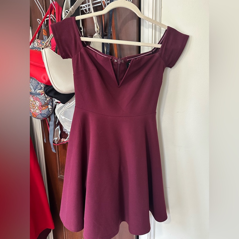 Lulu's Burgundy Off-Shoulder Midi Dress